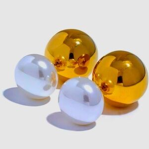 Metal Round Earrings Stainless Steel Pearl Earrings Anti-allergy Elegant gold 18